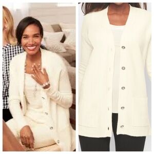 Talbots | Alpaca Blend Jeweled Button Cardigan | Ivory | M
